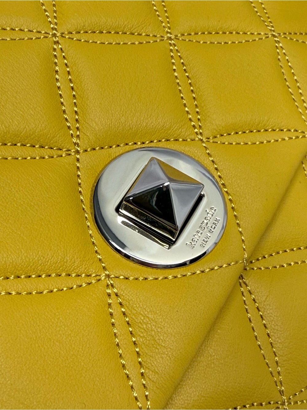 (new+tag) Kate Spade Natalia Quilted Chain Shoulder Bag /Crossbody Golden Yellow - Picture 5 of 14